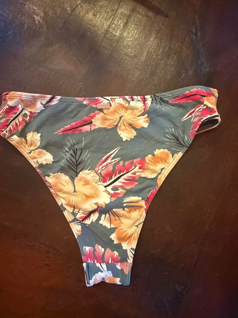 Roxy Green Tropical Print Bikini Bottoms NWOT Size M